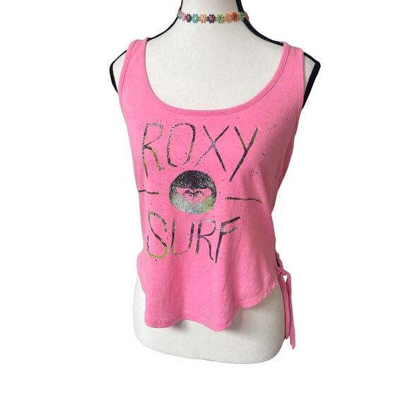 Y2K VTG. 2000'S ROXY LOGO PINK ROXY SURF TANK TOP - Picture 2 of 8